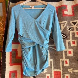 Sundance Vanessa ruched runched ¾ sleeve t shirt